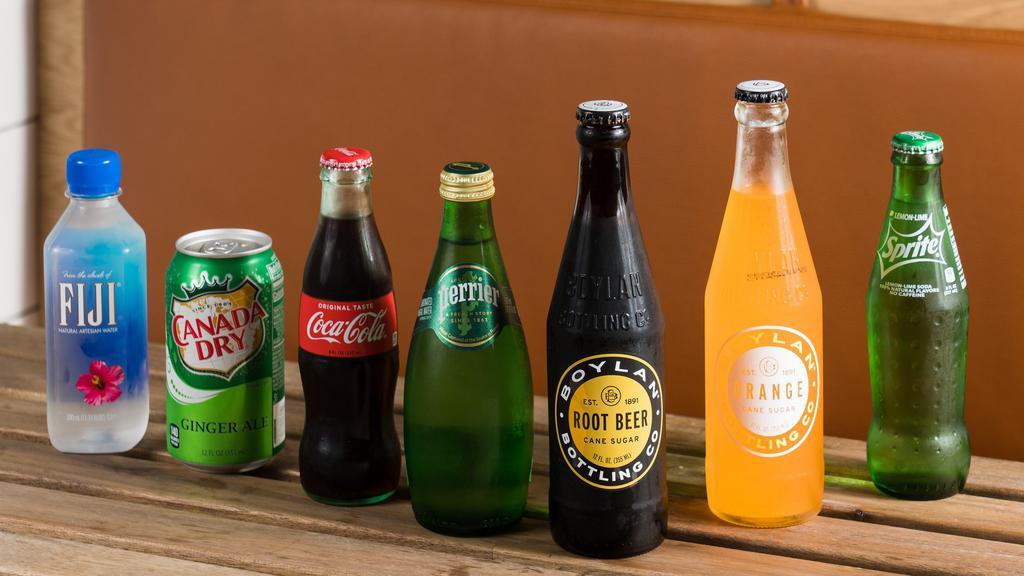 Soda · Coke, diet coke, ginger ale, orange soda, and root beer.