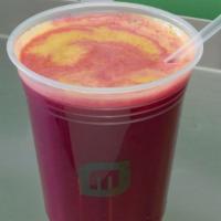 Super 8 Juice (V,Gf) · Beet, Kale, Spinach, Cucumber, Romaine, parsely, Celery, Lemon. Juice