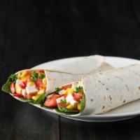 Heaven Vegetarian Wrap · Fresh Wrap made with Grilled Eggplant, zucchini, carrots, Peppers & Broccoli, hummus, Olive ...
