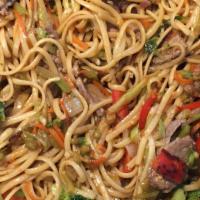 Roast Pork Lo Mein · Served with your choice of side.