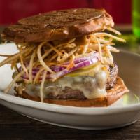 The Burger (From Bar Sardine) · BBQ mayo, smoked cheddar, and crispy potatoes.