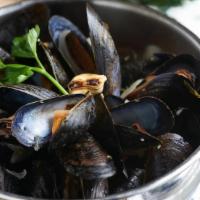 Moules A La Mariniere · Moules Mariniéres Frites…P.E.I mussels (Prince Edward Island, Canada) steamed in the shell i...
