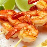 Grill Shrimp Shish · Char- grilled shrimp in our chef`s delightfully light sauce served with arugula salad