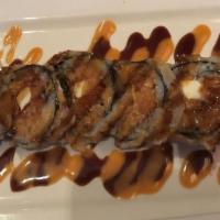 Crazy Hot Roll · Spicy salmon, spicy tuna, and cream cheese; deep fried