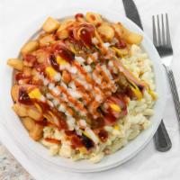 White Hots · Hot Dogs seared to perfection served over your choice of  Mac Salad, Home Fries or Baked Bea...