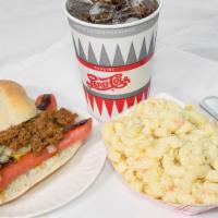 Red Hot Dog Meal · Includes drink and your choice of. Mac salad, beans, French fries or home fries.