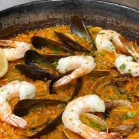 Paella For Two · Paella, two sides and flan.