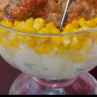 Meatball Sundae · (At the store is served in a sundae dish).  A pile of scratch made mashed potatoes, a pile o...