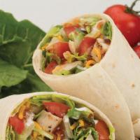 Chicken Club Wrap · Grilled chicken. Bacon cheese. Lettuce. tomato, ranch,