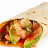 Shrimp Wrap  · Marinated shrimp .pepper jack cheese . mixed green .fried onion .. and chipotle sauce .