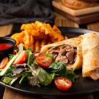 Selfish Prime Fatty Beef Wrap 自私雪花肥牛卷 · Comes with small salad and fries