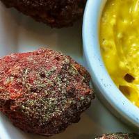 Baked Beet Falafel · Gluten-free, vegan. Can also be found at Little Beet. with curry aioli and tarragon.