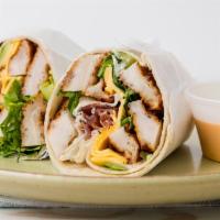 Classic Chicken Cutlet Wrap · Chicken cutlet, melted American cheese, bacon, lettuce, and tomato with Russian dressing.