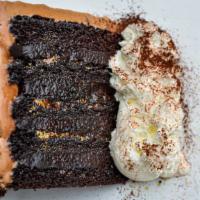 Grilled Chocolate Cake · devils food cake, chocolate fudge, chocolate buttercream