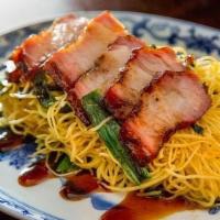 Hong Kong Style Noodle · Chinese BBQ hanging pork, charred scallions