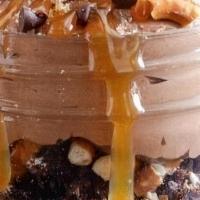 Chocolate Peanut Butter Peanut  Trifle  16 Oz · Chocolate Peanut Butter Pretzels Caramel Brownies 
16 Oz Jar