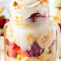Pineapple Banana Split Trifle  16 Oz Jar  · Pineapple , Banana , Strawberry , Vanilla Cream & Cake Cherry & Nuts Optional If Nut Allergy...