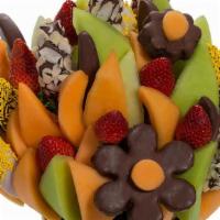Scrumptious Surprise  Arrangement  · Chocolate Covered Apples , Berries & Pineapples 
Sprinkles & Coconut Cantaloupe , Fresh Stra...