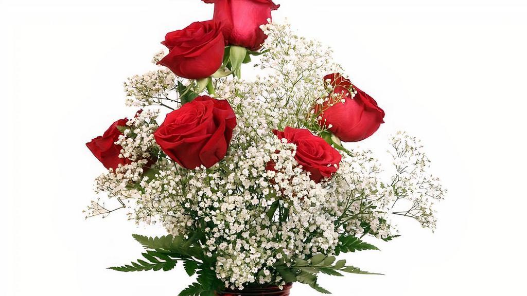 Simply Enchanting  Roses Bouquet  · Roses Bouquet Red Vase Desk Top Size 

Card & Ballon Included