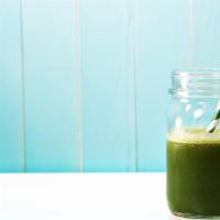The Green Machine Juice · Apple, celery, cucumber, lemon, spinach, ginger.