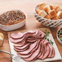 2 Lb Ham By-The-Slice Supper W/Take & Bake Cheesy Potatoes Au Gratin, Tuscan Broccoli & Rolls  · Serve our By-The-Slice Supper any night of the week! This meal features:. -2 lbs of Bone-in ...