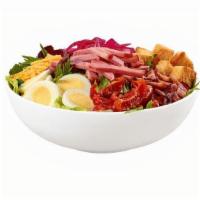 Cobb Salad · 280-560 cal. Honey Baked Ham, bacon, cheddar cheese, roasted tomatoes, pickled red onions, h...