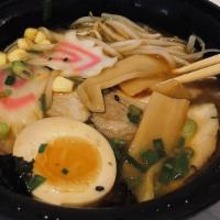 Umami Shoyu Ramen · Shoyu ramen is a clear  chicken broth flavored with soy sauce. Toppings include green onion,...