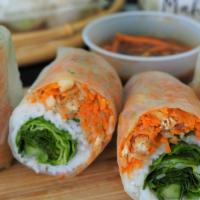Vegetarian Roll · Rice paper, vermicelli noodles, tofu, cabbage, carrots, dried daikon, roasted rice, basil, m...
