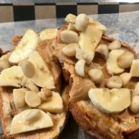 Energy · Two large slices of Kings Highway Brooklyn Bakery bread peanut butter, bananas, maple syrup,...