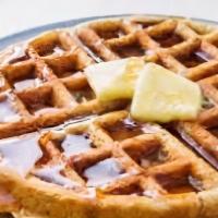 Plain Waffle · Delicious waffle with butter & syrup.