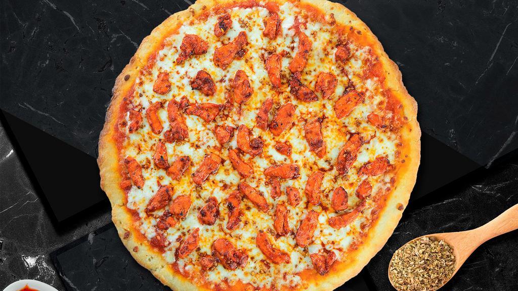 Breakin' Buffalo Pizza  · Spicy buffalo chicken and blue cheese dressing baked on a hand-tossed dough.