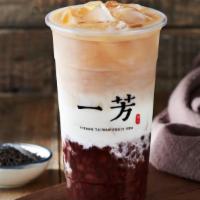 Sweet Red Bean Black Tea  Latte (L) 紅豆鮮奶茶 · A Traditional dessert like sweet red bean served with rich organic whole milk and black tea