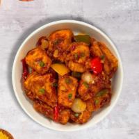 Paneer Chili, Please · Marinated cubes of cottage cheese, bell peppers, and broccoli marinated in a chili garlic sa...