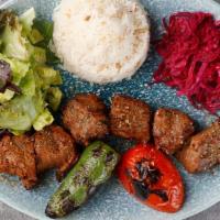 Lamb Shish Kebab · Most popular. Specially marinated cubes of lamb grilled to delight on skewers. Served with r...