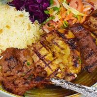 Lamb Chops & Chicken Chops · Served with rice and salad.