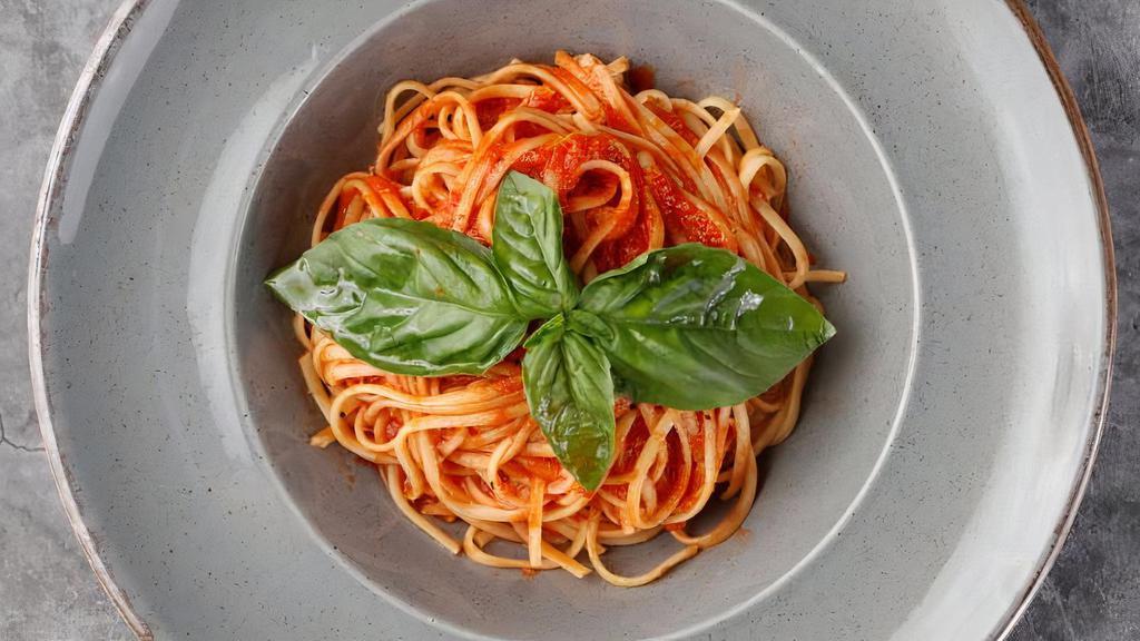 Pasta With Marinara Sauce · Tomatoes, parsley, oregano and garlic.