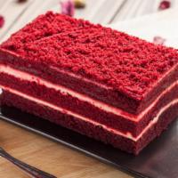 Red Velvet Cake · Soft and fluffy red velvet cake with a decadent chocolate flavor.