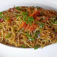 Vegetarian Chilli Garlic Noodle · Boiled noodles tossed with vegetables and Chinese seasonings with chilly and garlic.