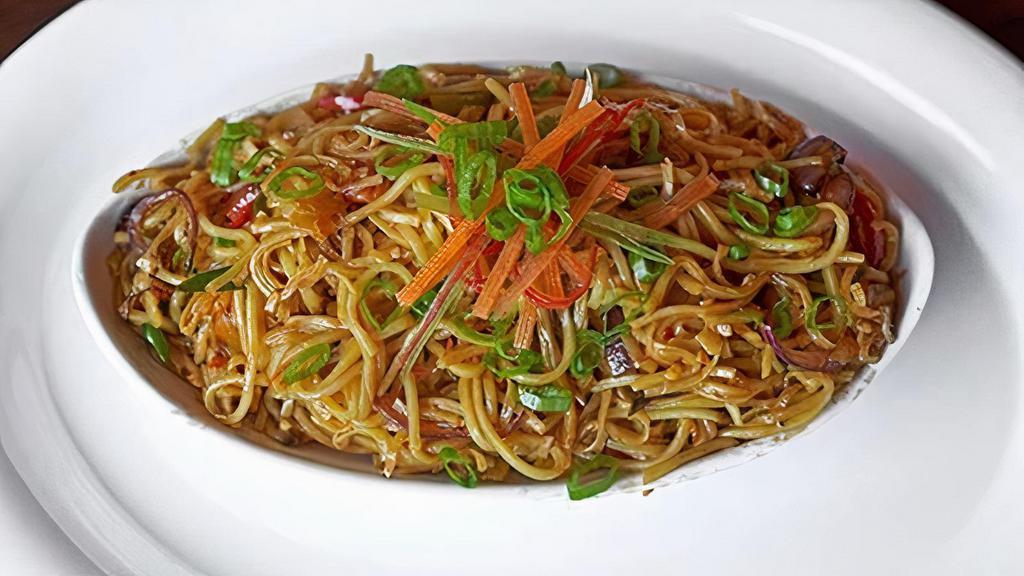 Vegetarian Chilli Garlic Noodle · Boiled noodles tossed with vegetables and Chinese seasonings with chilly and garlic.