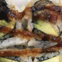 Eel Roll · Unagi with cucumber or avocado. Roll is 6 pieces, hand roll is one large cone shaped piece.