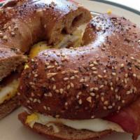 Bagel Talk Bomb · Eggs, Cheese, Bacon, Sausage, Home fries