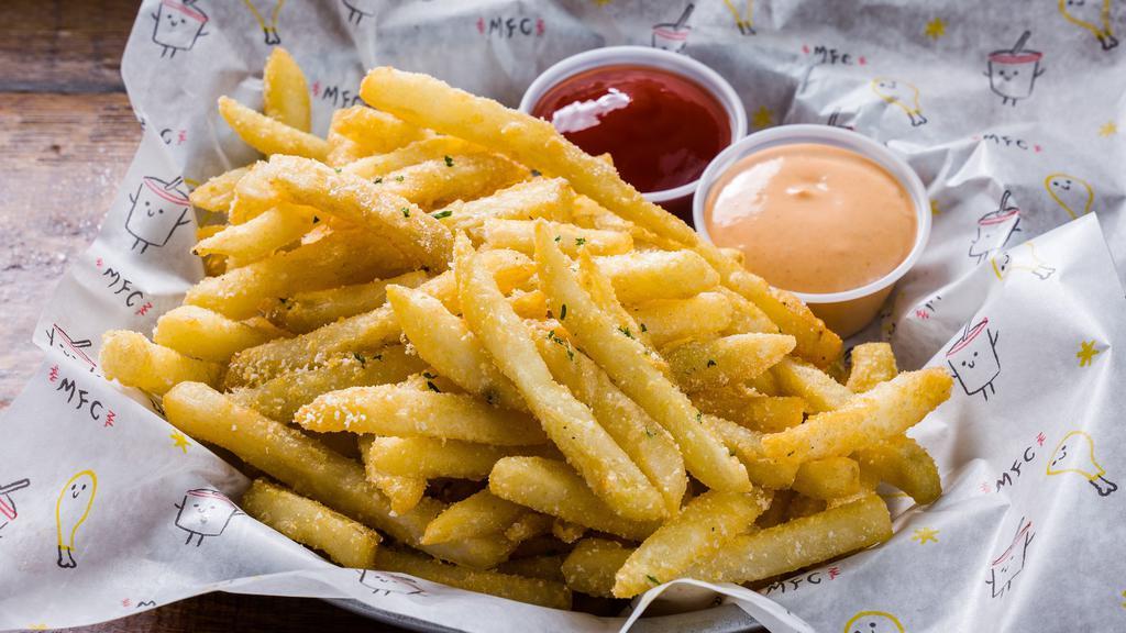 Just Fries · DEEP FRIED FRIES SERVING WITH SPICY MAYO & KETCHUP