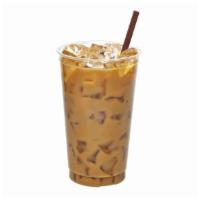 Iced Coffee · Perfectly prepared iced beverage by brewing coffee then serving it over ice.