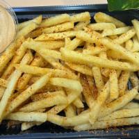 Casa Fries · Mexican street fries topped with chile powder and a side of chipotle aiolo