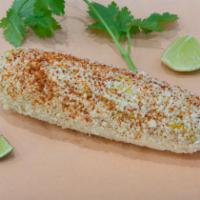 Elote · Fresh grilled corn served with chipotle mayo, cotija cheese and chili powder.