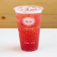 Strawberry Overload · A perfect refresher made with fresh strawberry purée shaken with four seasons spring tea