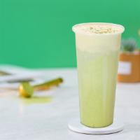 Matcha Milk Tea · Matcha with whole milk, and non-dairy creamer. Comes with red beans