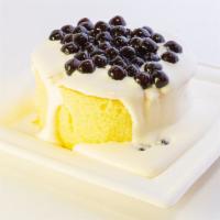 Sea Salt Pearl · Homemade sponge cake coated with sea salt milk foam, brown sugar, and bubbles sitting on top