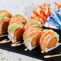 Salmon Lover Roll( 8 Pc) · With spicy crunchy salmon inside, salmon avocado and spicy mayo sauce on top.8 pcs