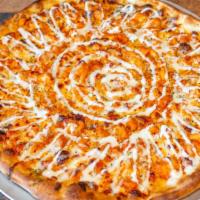 Buffalo Chicken · Drenched in zesty buffalo sauce topped with mozzarella.